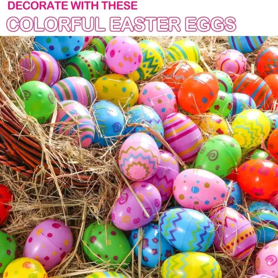 36PCS Plastic Easter Eggs Bulk, Fillable Painted Easter Egg Decoration, Easter Basket Stuffer for Easter Egg Hunt, Classroom Prize Supplies, Filling Treats and Party Favor {3}
