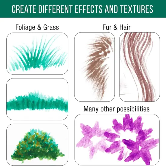 2 Piece Special Effects Artist Paint Brush Set - Professional Taklon Synthetic FX Brushes, Ribbon, Muti-Liner, Angular - Create Grass, Hair, Fur - Watercolor, Acrylic, Gouache, Oil {4}