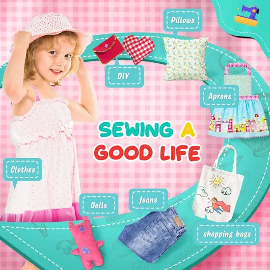 Mini Sewing Machine with 123 Pcs Sewing Kit for Beginners, Dual Speed Portable Sewing Machine with Light and Finger Guard, Suitable for Household, Travel {4}