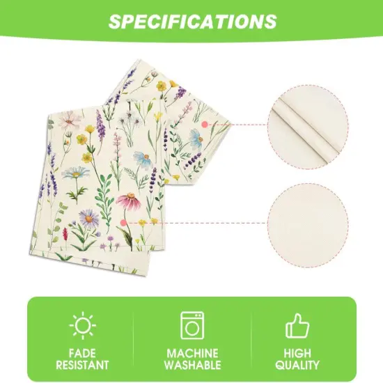 Wildflowers Floral Eucalyptus Spring Table Runner, Seasonal Summer Kitchen Dining Table Decoration for Home Party Decor 13x72 Inch {5}