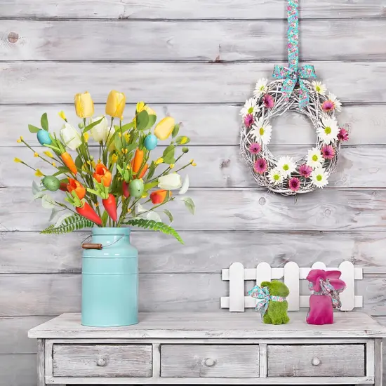 Easter Eggs Picks for Easter Table Decor, 6 Pcs Artificial Spring Flowers Stems Easter Sprays Picks 19.6 Inch Floral Picks with Eggs Tulips and Carrots for Home Vase Spring Centerpieces Decor {5}