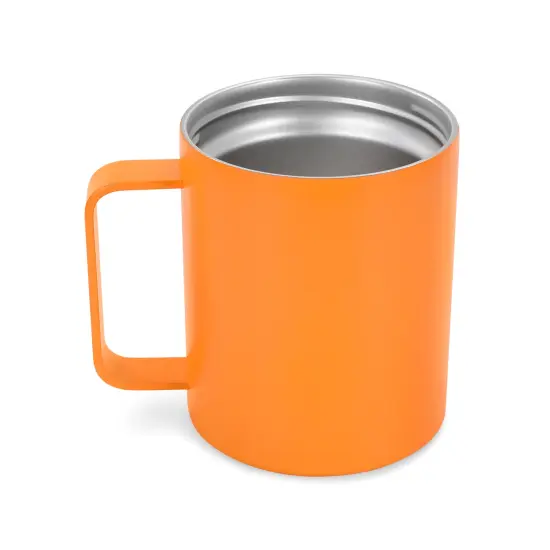 Makerflo 12 oz Powder Coated Camper Mug with Leak-Proof Clear Lid, Ideal for Craft and Personalization (Laser Engraving, UV DTF, Epoxy, and Vinyl) Orange {2}