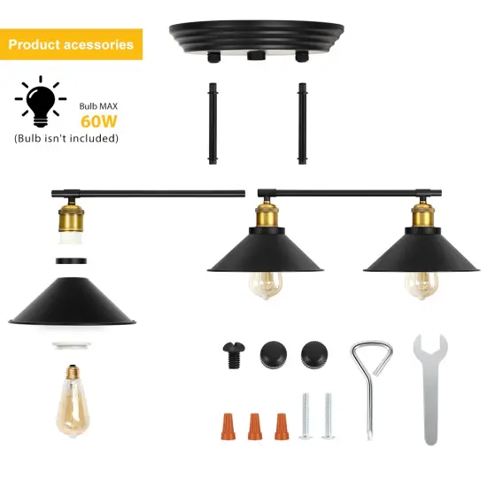 3-Light Industrial Black Wall Sconce Rustic Bathroom Vanity Light for Mirrors, Farmhouse, or Office {3}