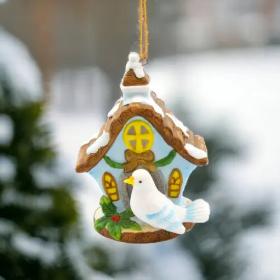 Ceramic Dove Bird with Birdhouse Light Cover Ornament, Home D&eacute;cor, Gift for Her, Mom, Christmas tree D&eacute;cor, Wall Decor {2}