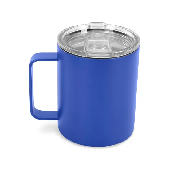 Makerflo 12 oz Powder Coated Camper Mug with Leak-Proof Clear Lid, Ideal for Craft and Personalization (Laser Engraving, UV DTF, Epoxy, and Vinyl) Blue {4}