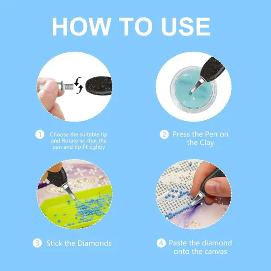 Diamonds Painting Tools Kit - Metal Tip Diamond Art Pens with Resin Handle, Complete Diamond Art Tool Set with Accessories for Beginners and Professionals {4}