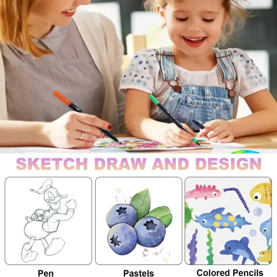 Sketch Book for Kids, 8&rdquo;X11.5&rdquo; 100 Pages(110gsm), Spiral Bound Artist Sketch Pad, Durable Acid Free Sketchbook for Painting, Sketching or Doodling, Best Gifts for Drawing Boys and Girls, White {5}