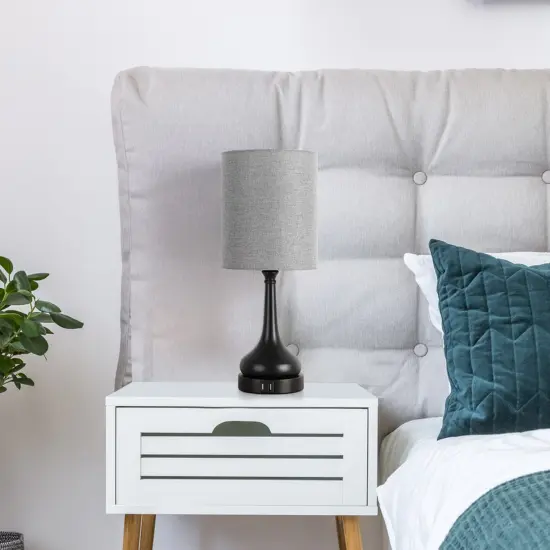 2PCS Table Lamp Bedside Lamp Touch Control 2 USB Ports for Bedroom Living Room {5}