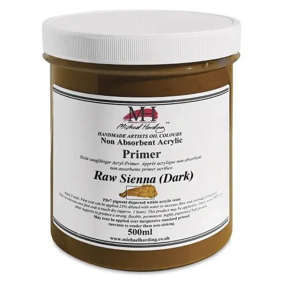Michael Harding Non-Absorbent Acrylic Primer - Raw Sienna (Dark), 500 ml, Jar {1}