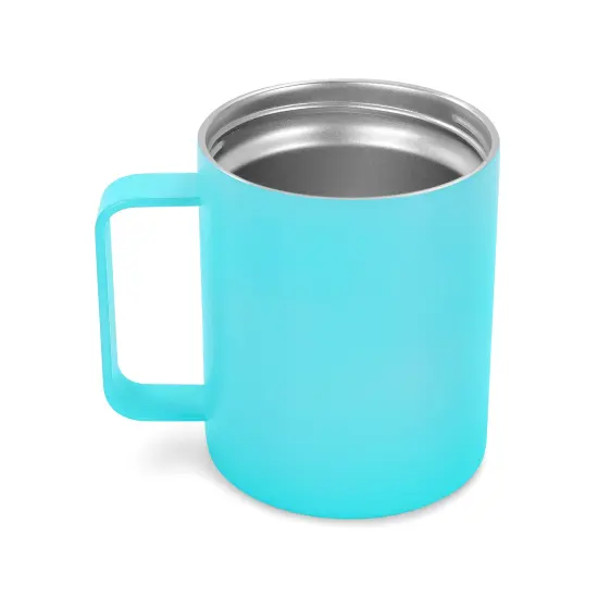 Makerflo 12 oz Powder Coated Camper Mug with Leak-Proof Clear Lid, Ideal for Craft and Personalization (Laser Engraving, UV DTF, Epoxy, and Vinyl) Teal {2}