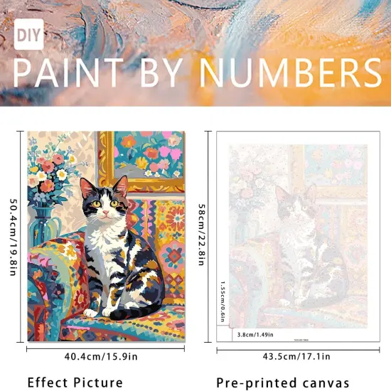 Paint by Numbers Kit for Adults Beginners,16" Wx20 L 2 Pack Canvas for Painting Kits for Adults in Colorful Box-Cat Allure and Sunset Glow {2}