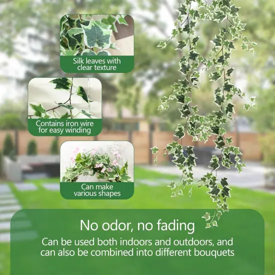 Ivy Vines,71 Inch 2 Pcs, Fake Ivy Vines Garland, Green and White Vine, Faux Ivy, Vines for Bedroom,Wall Decorations Vine,Garden Party Decorations Ivy, Wedding Decor Vine {2}