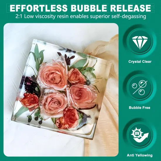 Teexpert Deep Pour Epoxy Resin, 1.5 Gallon Epoxy Resin Kit for 2-4" Pour Depths, Crystal Clear & High Gloss, Bubble-Free Casting Resin for River Tables, Flower Preservation and Mold Crafts - 2:1 Mix {3}