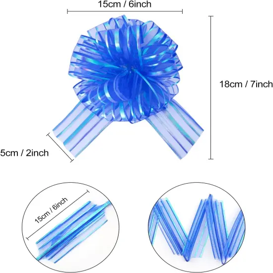 Pull Bows for Gift Wrapping, Large, Organza, 6 Inches, 8 Pieces (Multicolour) {3}
