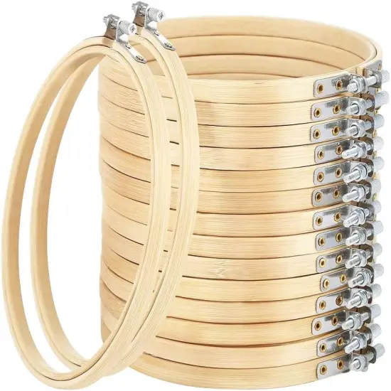 Embroidery Hoops Set 7inch Adjustable Bamboo Circle Cross Stitch Hoop Round Ring,for Embroidery,Cross Stitch (7In 16Pcs) {1}