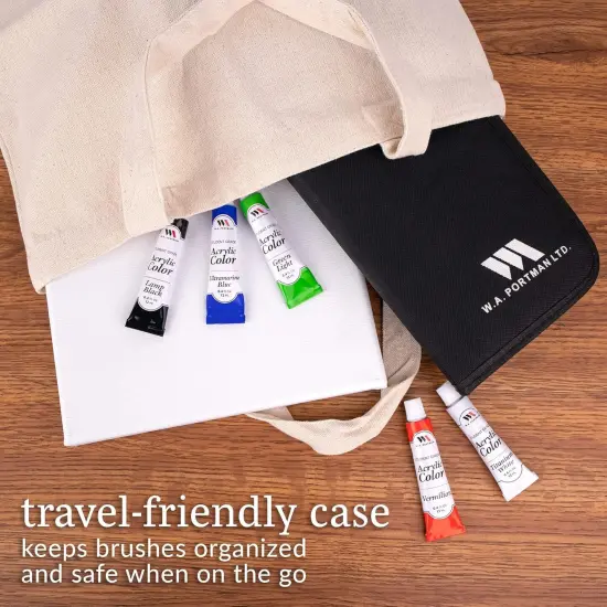 15-pc Acrylic Paint Brushes Set with Case - Acrylic, Oil, Watercolor Brush Set - 15 All-Purpose Paint Brushes with Zip-Up Case {4}