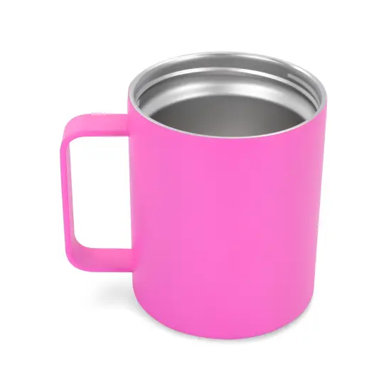 Makerflo 12 oz Powder Coated Camper Mug with Leak-Proof Clear Lid, Ideal for Craft and Personalization (Laser Engraving, UV DTF, Epoxy, and Vinyl) Pink {2}