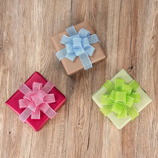 Light Pink Burlap Ribbon 1 Inch, Solid Ribbon with Wired Edge for Easter Mother's Day Decoration Bow & Wreath, 10 Yards/Roll. {2}