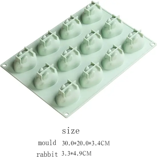 Bunny Rabbit Cake Chocolate Mold Sheet for Baking, 3D Silicone Pan 12 x 8 inch, Cute Animal Shaped for Children Kids Easter Birthday, Bakeware Dessert, Candy, Ice, Jelly, Pudding, Pastry {2}
