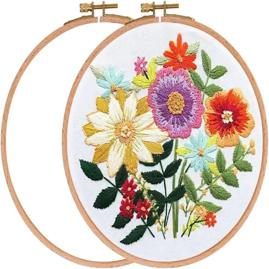 Wooden 5Inch Embroidery Hoops,2 Pieces Natural Beech Wood Embroidery Frame, Decorative Hanging Cross Stitch Hoops Frames for Christmas Embroidery Supplies {1}