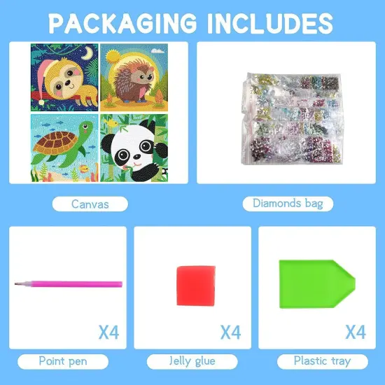 4 Pack 5D Cartoon Diamond Painting Kits for Kids Beginners {5}