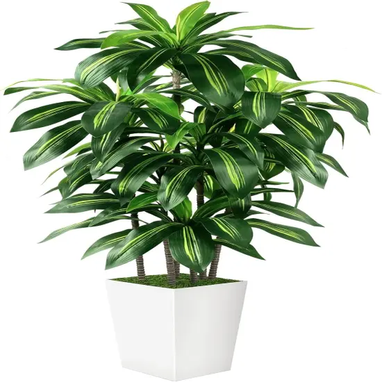 Artificial Dracaena Tree Indoor, 5FT Tall Fake Tree with White Tall Planter, Artificial Trees Fake Yucca Potted Tree for Home Office Living Room Decor, Tall Artificial Plant for Housewarming {1}