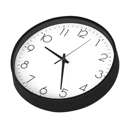 Modern 9.8-Inch Silent Wall Clock &ndash; Minimalist Design, Battery Operated Black {5}