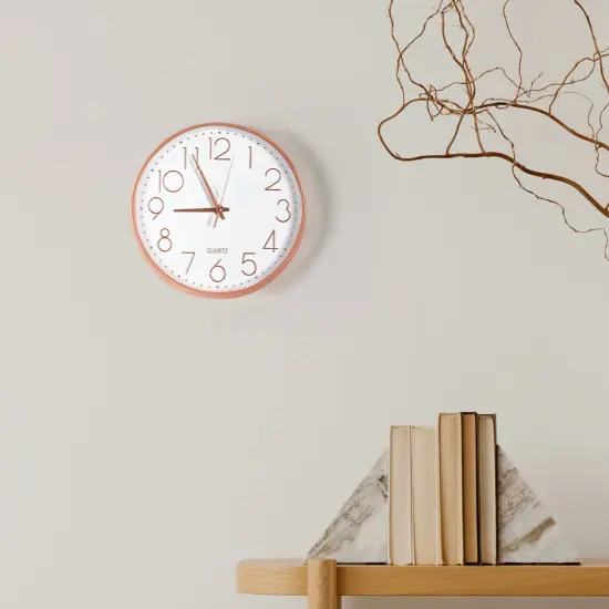 Modern 9.8-Inch Silent Wall Clock &ndash; Minimalist Design, Battery Operated Pink {6}