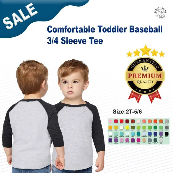 Rabbit Skins&reg; Comfortable Toddler Baseball 3/4 Sleeve Tee - 3330 Vntg Hth/Vng Ht Pnk {3}