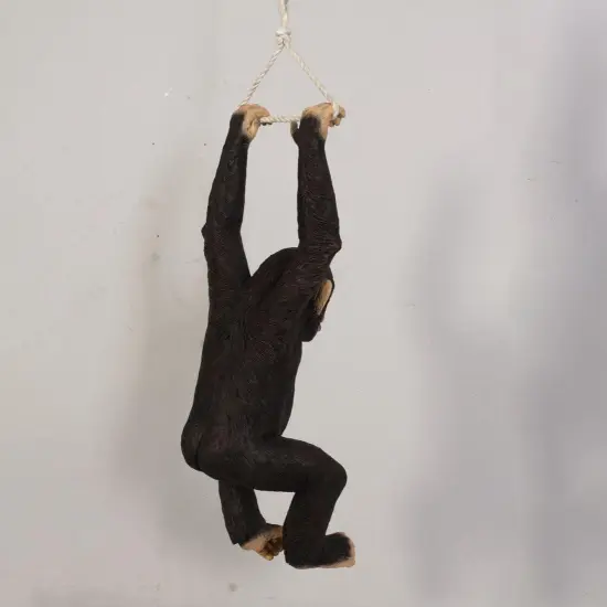 Monkey Chimpanzee Hanging On Rope Life Size Statue {5}