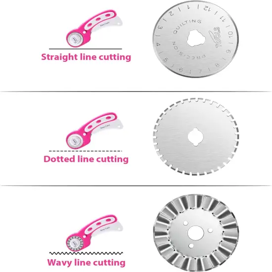 45mm Rotary Cutter Blades 12 Pcs Replacement Rotary Blades with Compatible for Arts Crafts Quilting Scrapbooking Sewing, 8 Types, Sharp and Durable {3}