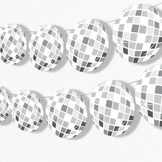 Big Dot of Happiness Disco Ball Garland Banner, 1970s Groovy Hippie Party Decorations, Retro Party Banner, 30 Feet of Cord, 15 Double-Sided Silver Disco Balls {1}