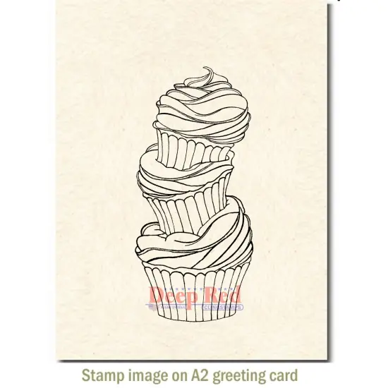 Deep Red Stamps Cupcake Stack Rubber Cling Stamp {3}
