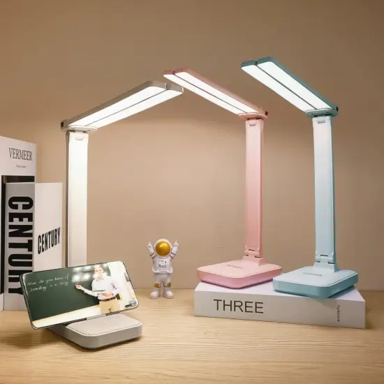 White Desk Lamp for Home Office,Portable Small Desk Lamp with 3 Lighting Modes, Battery Operated Rechargeable Desk Light for Kids, Reading,Studying,Dormitory, White {1}