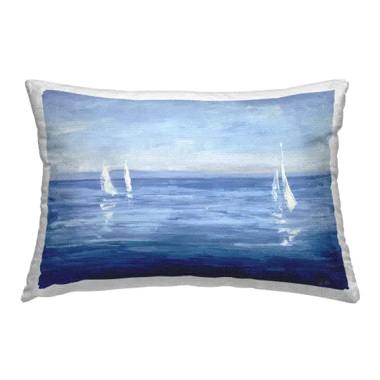 Stupell Industries Vivid Boats Open Sail Outdoor Printed Throw Pillow Design by Julia Purinton, 14 x 7 x 20 {1}