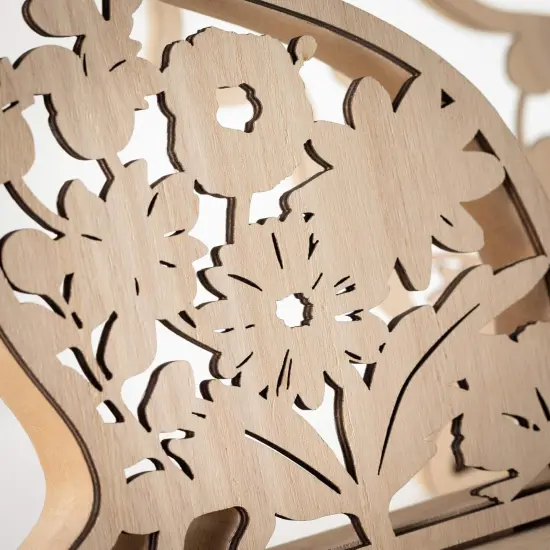 Laser Cut Wood Botanical Bunnies Figurines Set of 2, Easter Bunny Tabletop D&eacute;cor, Coffee Table D&eacute;cor, Rustic Farmouse Bookshelf Wood Shelf Mantel Fireplace Decorations, Spring Easter Decor {2}