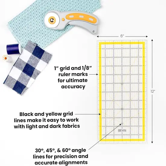 Rotary Cutter Set & Sewing Cutting Mat - 45mm Rotary Cutter for Fabric & 5 Blades - 9x12 Inch Fabric Cutting Mat - 6x12 Inch Quilting Ruler {4}