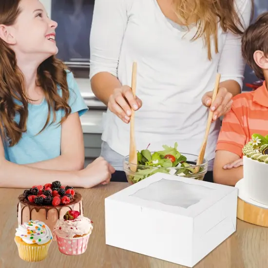 8 Packs 1+5 Cupcake Box Combo with Clear Window,1 small Cake and 5 Cupcakes Box with insert and Stickers, for Family Birthday Party Mother's day (1+5/8pcs) {4}