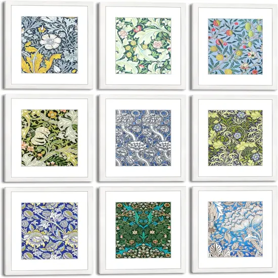 11x14 Picture Frame Set of 9 for Pictures 8x10 with Mat or 11x14 Without Mat, Wall Gallery or Tabletop display Photo Frames in White {1}