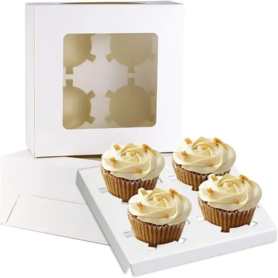 20Pack White Cupcake Boxes with Inserts 6 Holders,White Standard Bakery Boxes with Pvc Window,Cupcake Containers Bakery Cake Box,Auto-Popup Cupcake Containers Carriers Bakery Cake Box(9x6x3inch) {3}