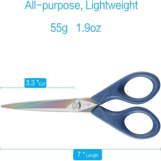 Scissors 7 Inch All Purpose Titanium Scissors Bulk 2 Pack, Left/Right Handed, Forged Stainless Steel Sharp Blade Shears Multipurpose for Home Office School Student Sewing Fabric Craft Supplies {2}