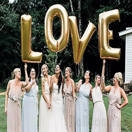 40 Inch Giant Jumbo Helium Foil Mylar Balloons Bouquet (Premium Quality), Matte Gold, Letters LOVE {3}