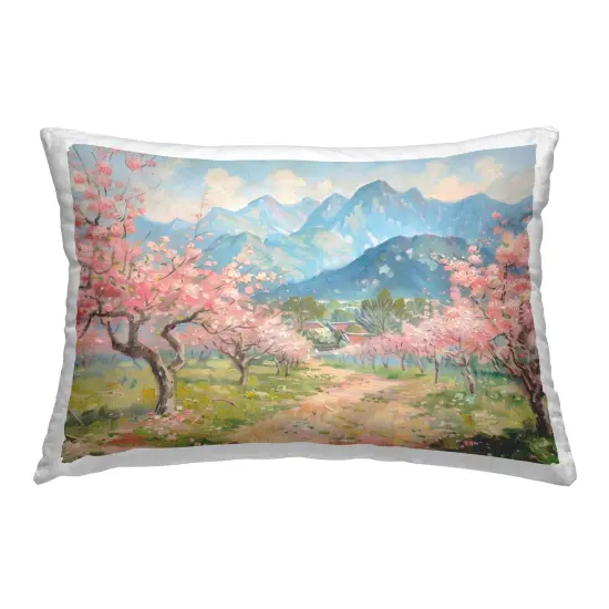Stupell Industries Cherry Blossom Mountains Decorative Printed Throw Pillow Design by LSR Design Studio, 14 x 7 x 20 {1}