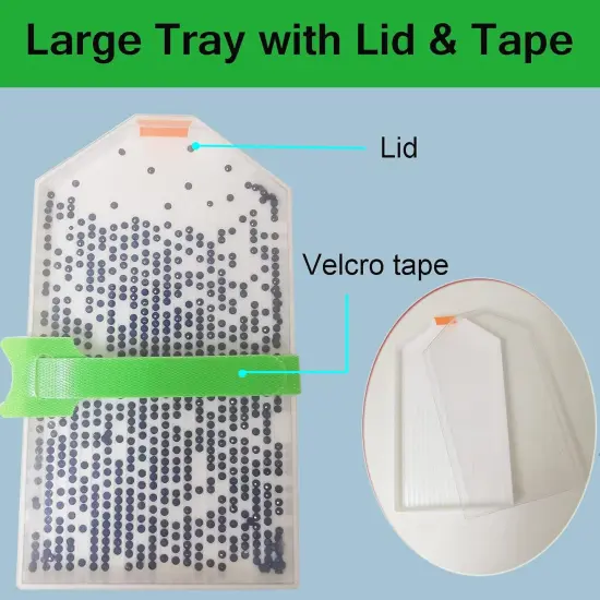 Diamond Painting Tray with Lid/Cover, Diamond Art Tools Rhinestone Tray Kit, Diamond Painting Brush Accessories Help Beads Line up, Anti-Slip Tools Sticky Mat for DIY Art Craft {5}