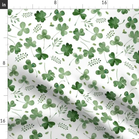 Various Fabrics by the Yard or Fat Quarter Watercolor Shamrocks Shamrock Clover Green Patricks Day Irish Leprechaun Luck Leaf Floral Florals Custom Printed Fabric by Spoonflower {2}