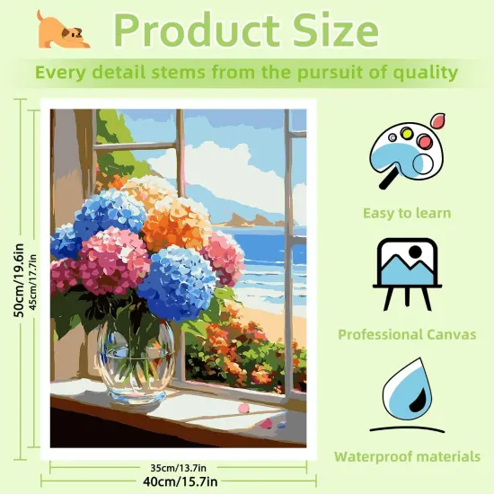 Flowers Paint by Numbers Kit for Adults, Hydrangea Paint by Number Adult, Painting by Numbers for Gifts and Home Interior Decor {2}