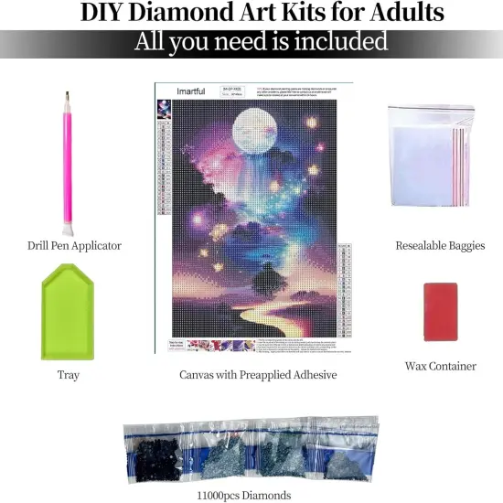 5D DIY Landscape Diamond Painting Kits for Adults- Full Drill Round Diamond Art Painting Kits for Beginners-Star Diamond Dots Gem Art Kit for Home Wall Decor (12x16 Inch) {5}