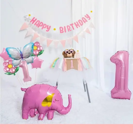 Butterfly Balloon 1st Birthday Decorations,Pink Blue Butterfly Fairy Floral Foil Balloons for Girl First Birthday Party Decorations Baby Shower Supplies… {4}