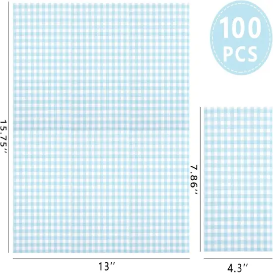 150Pack Baby Blue Paper Checkered Napkins - 3 Ply Disposable Blue and White Gingham Napkins Guest Dinner Napkins Paper for Bathroom Picnic BBQ Birthday Easter {2}