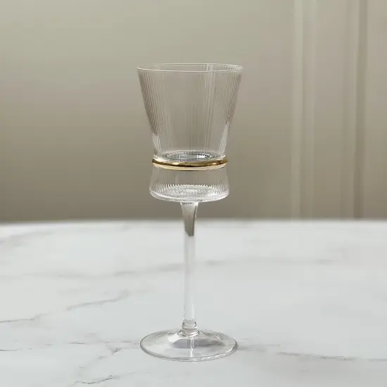 Wine Glass with Band 6pk Clear/Gold {5}